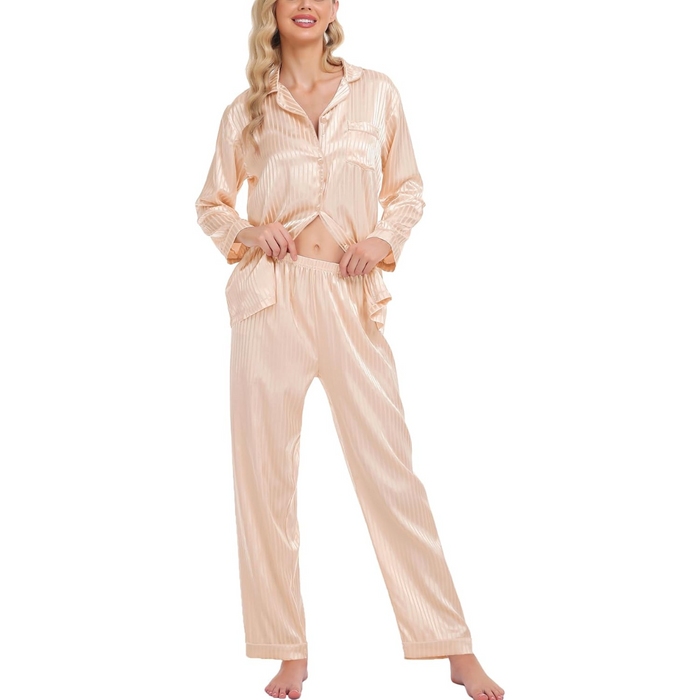 Striped Satin Matching Pajama Set