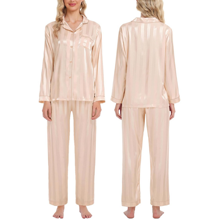 Striped Satin Matching Pajama Set