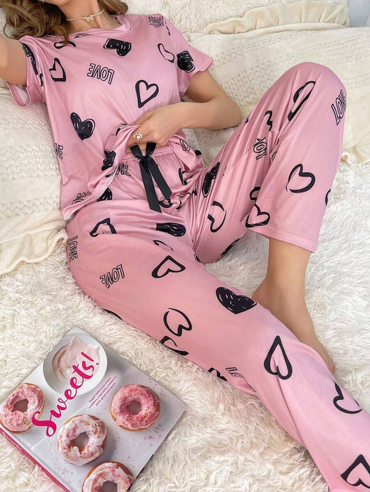 Cordate Printed Pajama Set