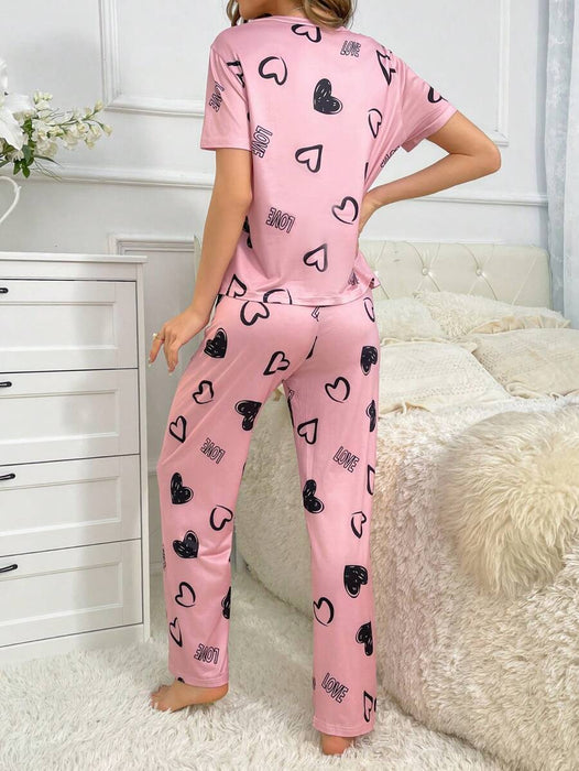 Cordate Printed Pajama Set