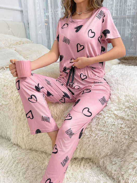 Cordate Printed Pajama Set