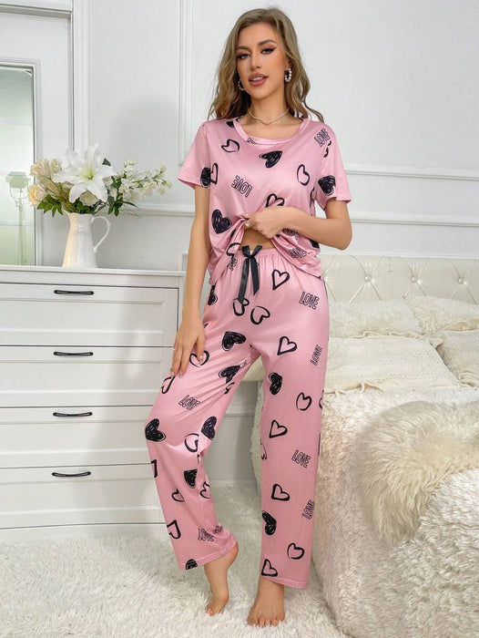 Cordate Printed Pajama Set