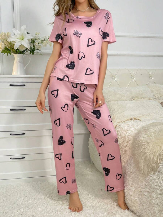 Cordate Printed Pajama Set