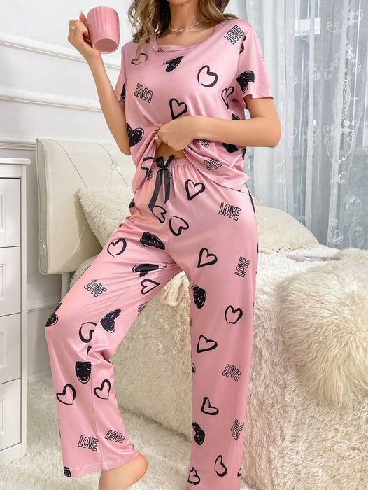 Cordate Printed Pajama Set