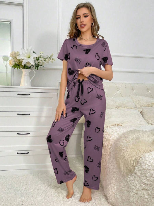 Cordate Printed Pajama Set