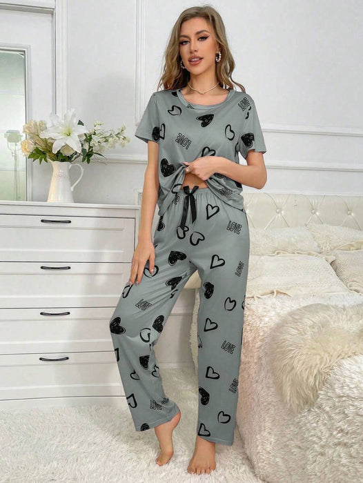 Cordate Printed Pajama Set