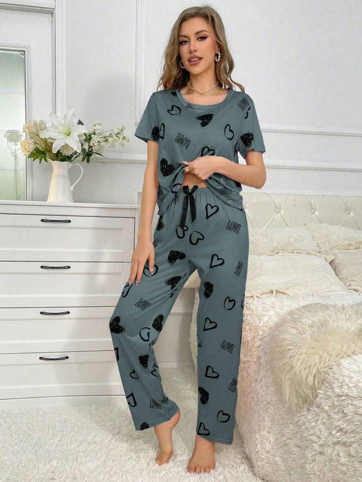 Cordate Printed Pajama Set