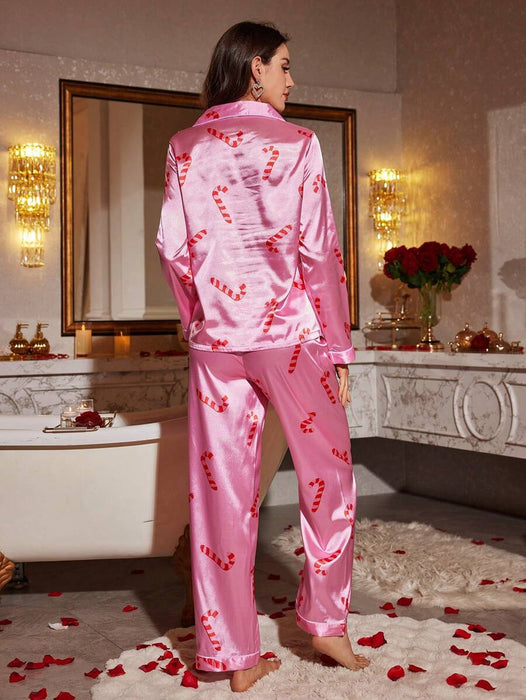 Candy Cane Printed Pajamas Set