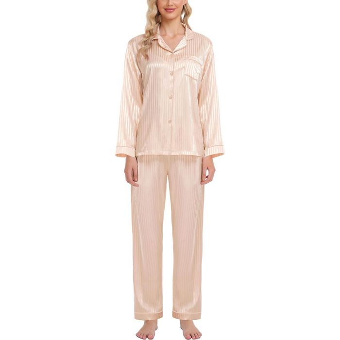 Striped Satin Matching Pajama Set