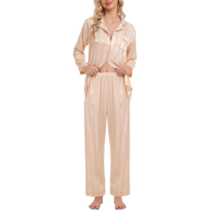 Striped Satin Matching Pajama Set