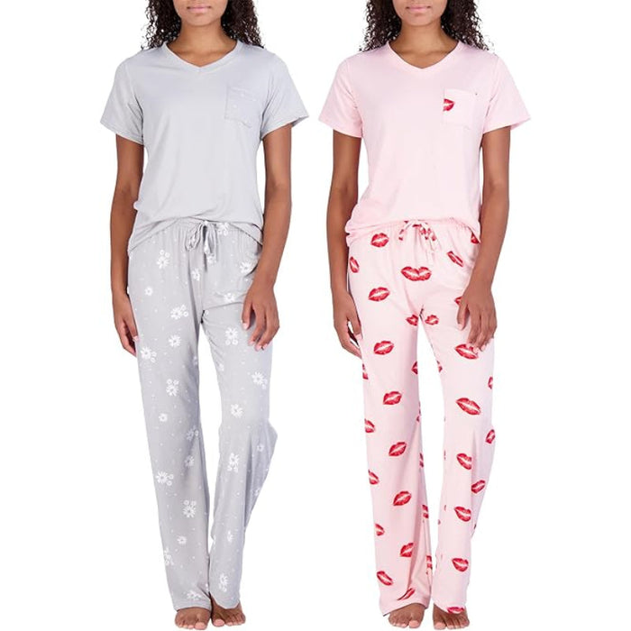 Pack Of 2 Pajama And Short Sleeve Tshirt Set