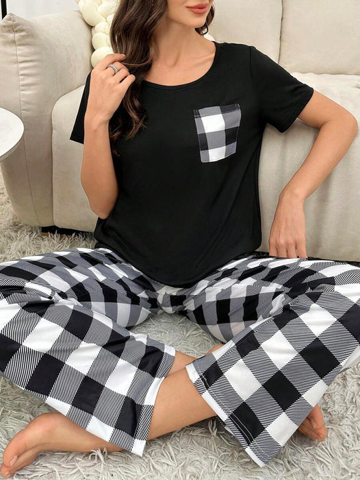 Pack Of 2 Plaid Pajama Set With Pockets