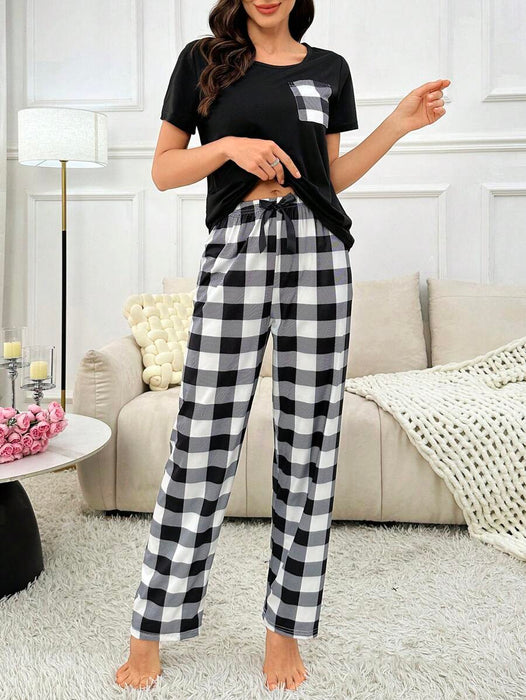 Pack Of 2 Plaid Pajama Set With Pockets