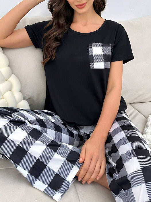 Pack Of 2 Plaid Pajama Set With Pockets