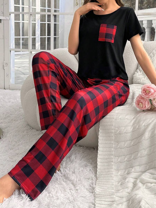 Pack Of 2 Plaid Pajama Set With Pockets