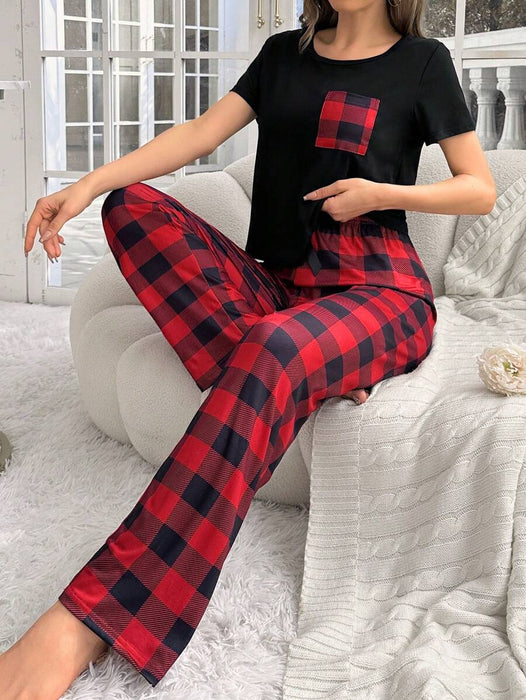 Pack Of 2 Plaid Pajama Set With Pockets