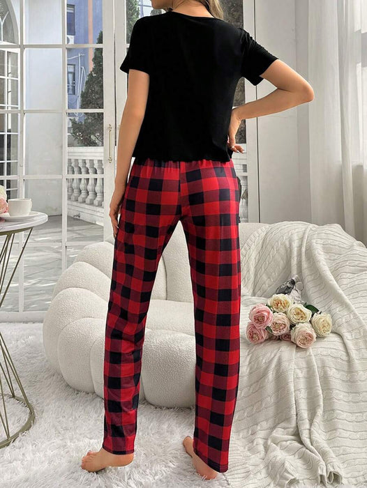 Pack Of 2 Plaid Pajama Set With Pockets