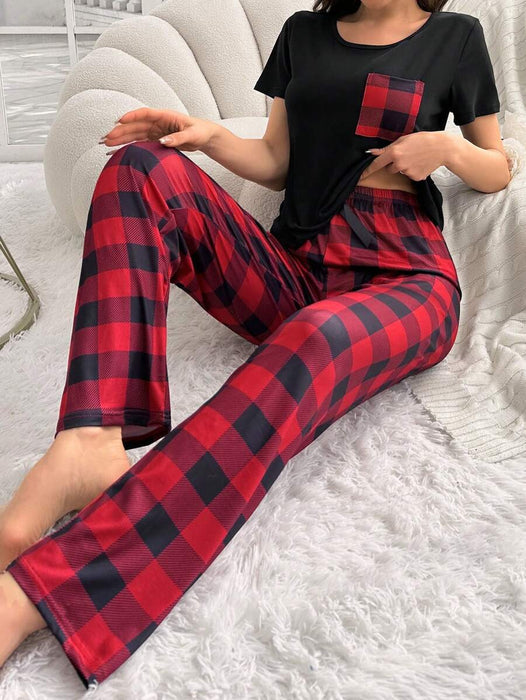 Pack Of 2 Plaid Pajama Set With Pockets