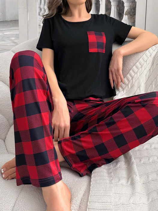 Pack Of 2 Plaid Pajama Set With Pockets