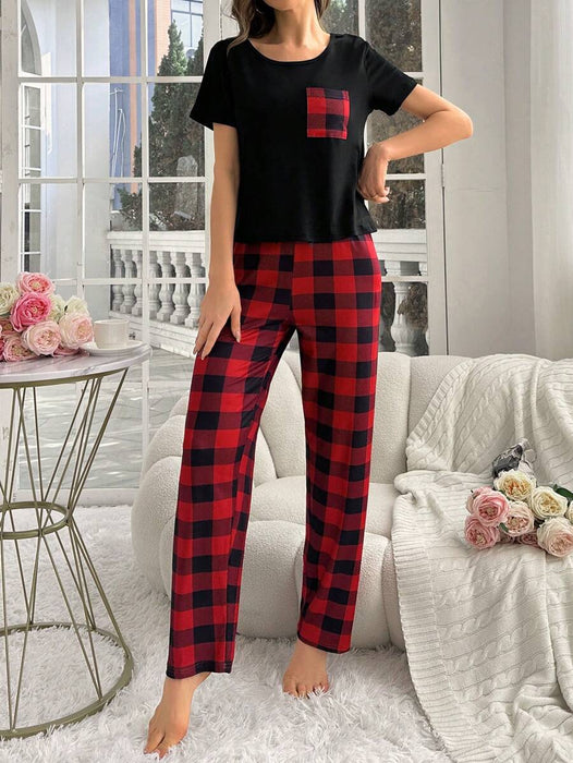 Pack Of 2 Plaid Pajama Set With Pockets