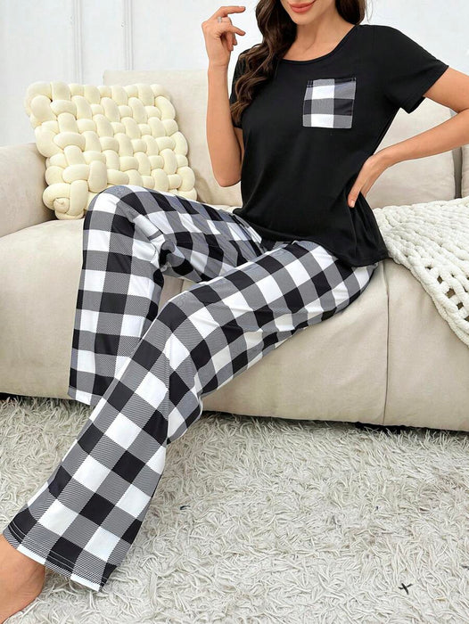 Pack Of 2 Plaid Pajama Set With Pockets