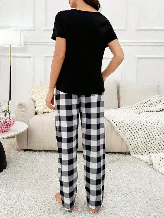 Pack Of 2 Plaid Pajama Set With Pockets