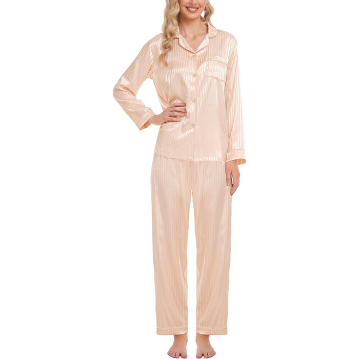 Striped Satin Matching Pajama Set