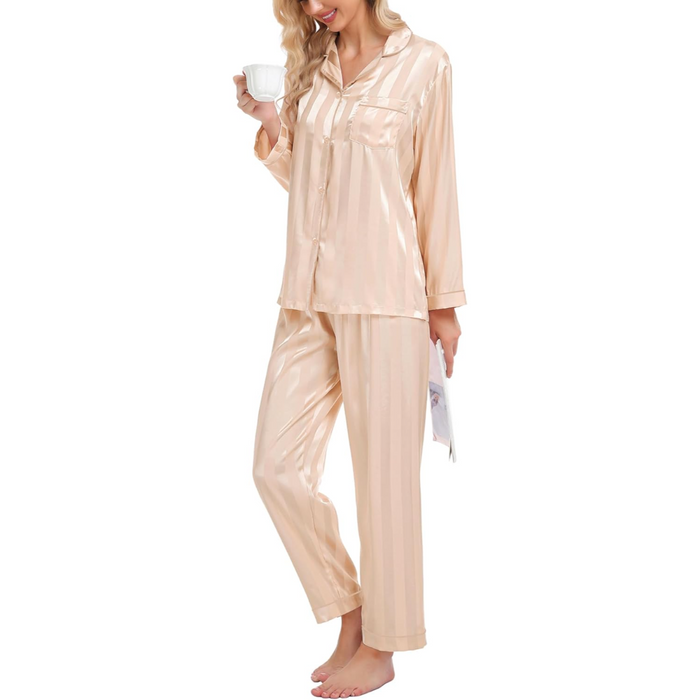 Striped Satin Matching Pajama Set