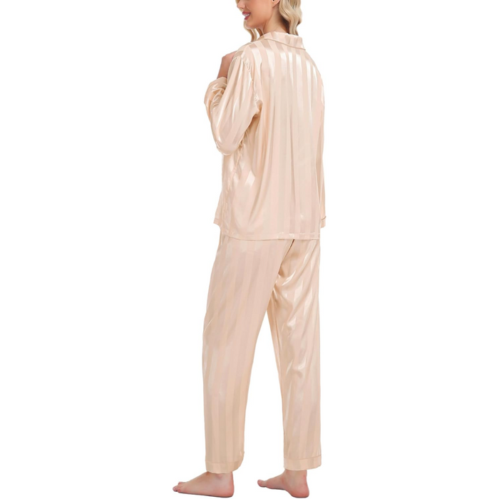 Striped Satin Matching Pajama Set