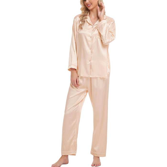 Striped Satin Matching Pajama Set