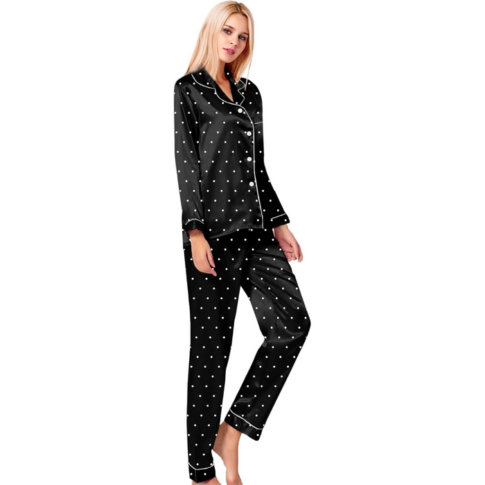 Polka Dot Satin Printed Pajama Set