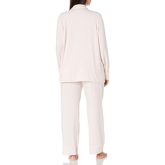 Long Sleeve Plain Pattern Cotton Pajama Set