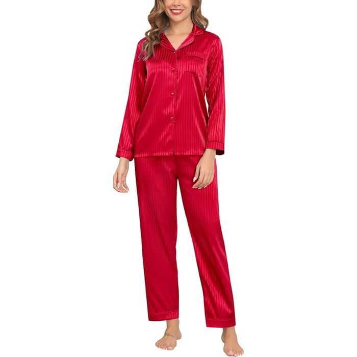 Striped Satin Matching Pajama Set