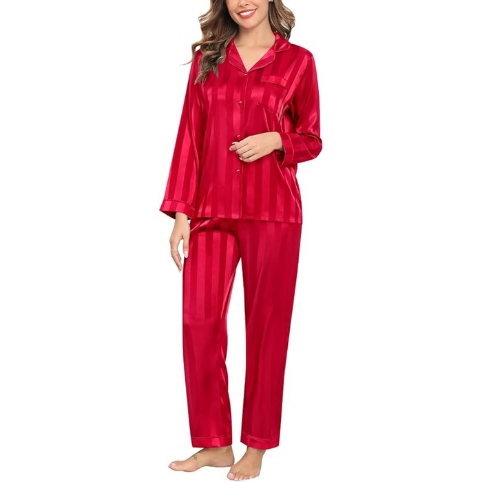 Striped Satin Matching Pajama Set