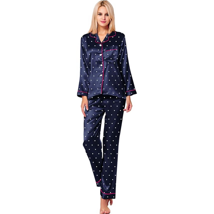 Polka Dot Satin Printed Pajama Set