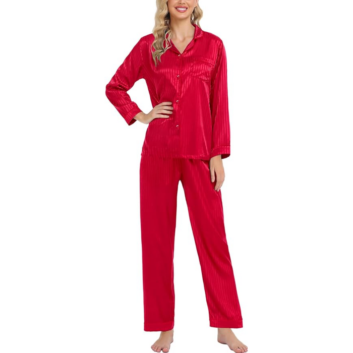 Striped Satin Matching Pajama Set