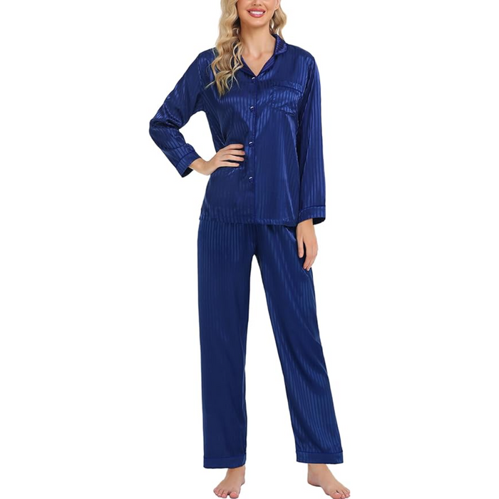 Striped Satin Matching Pajama Set