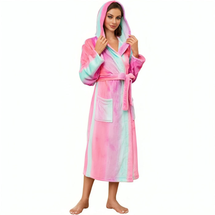 Fleece Long Hooded Bathrobe