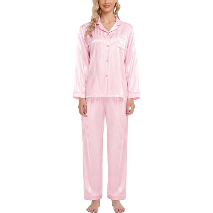 Striped Satin Matching Pajama Set