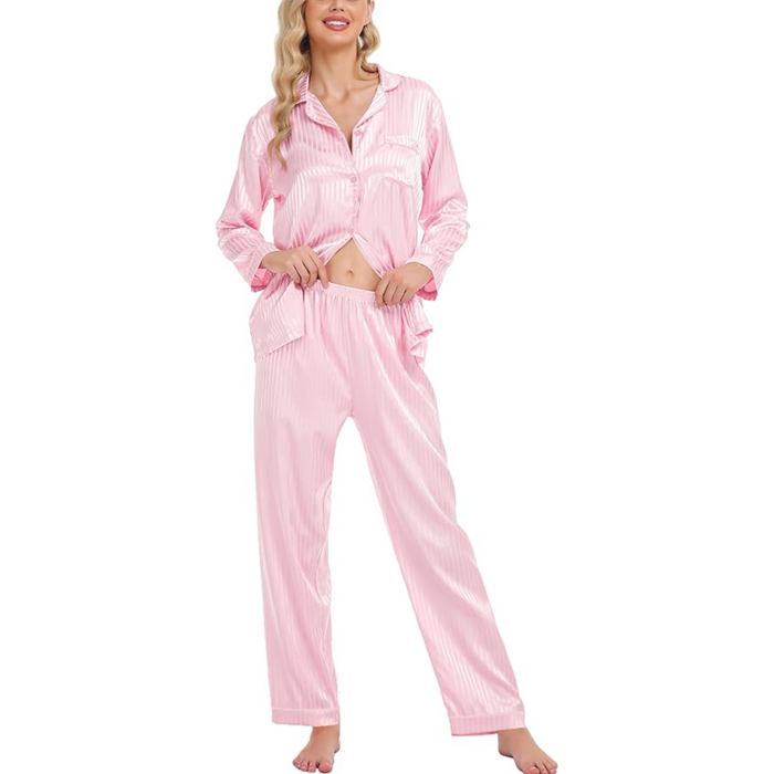 Striped Satin Matching Pajama Set