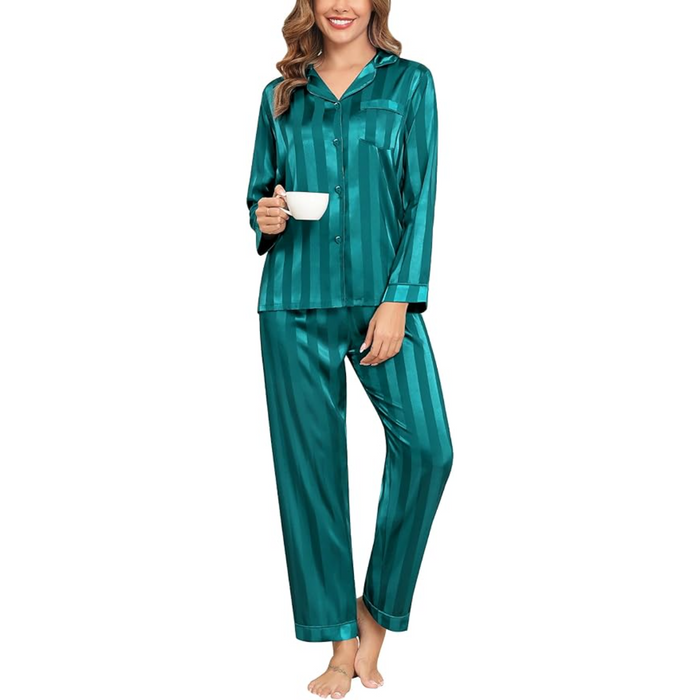 Striped Satin Matching Pajama Set