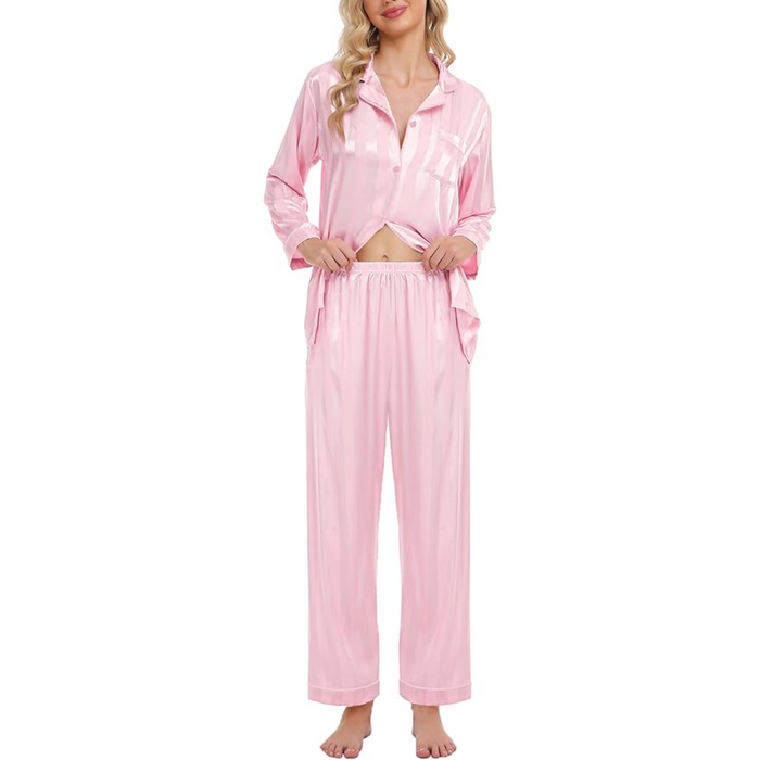 Striped Satin Matching Pajama Set