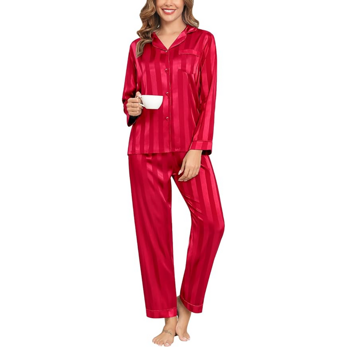 Striped Satin Matching Pajama Set