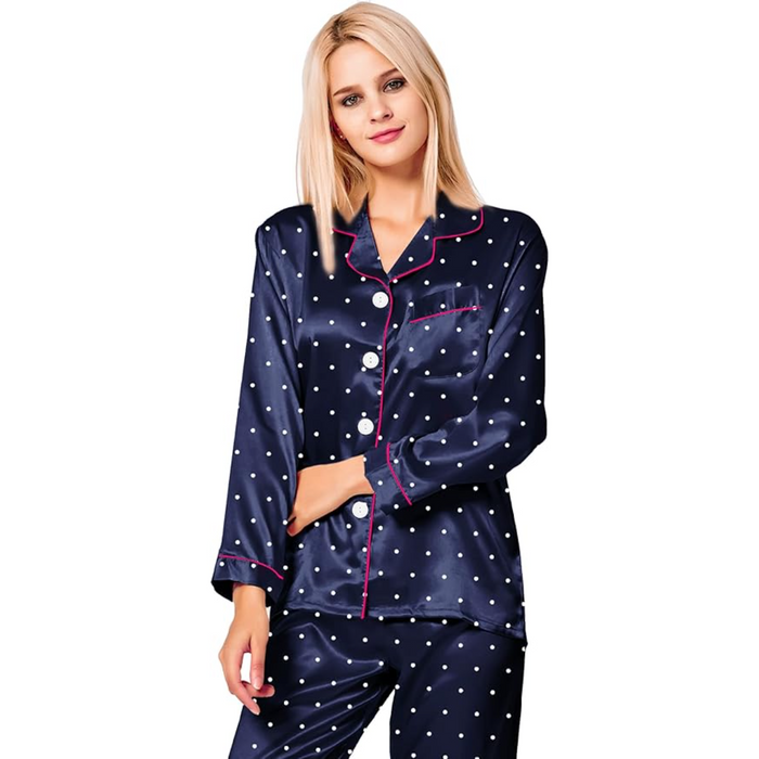 Polka Dot Satin Printed Pajama Set