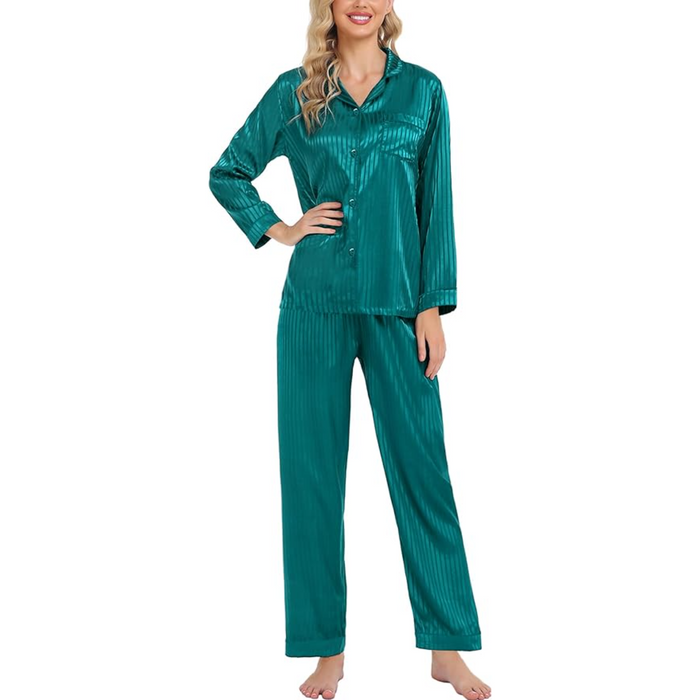 Striped Satin Matching Pajama Set