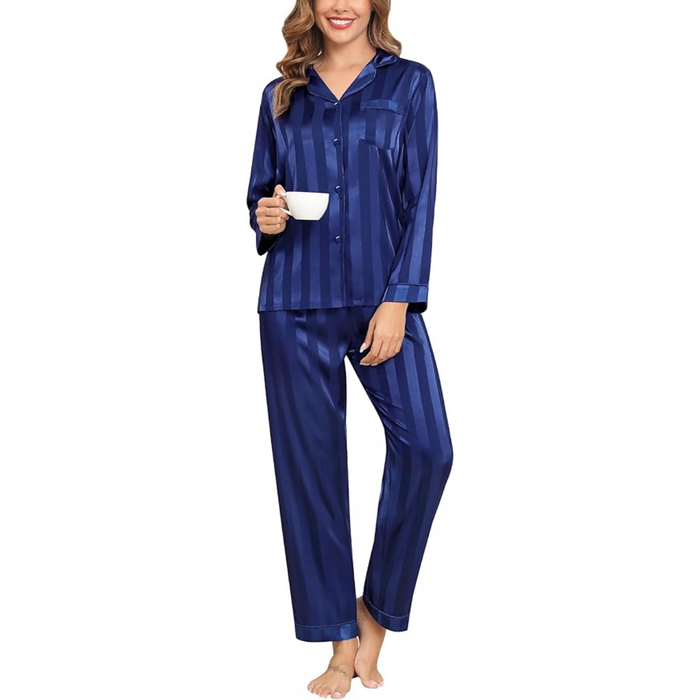 Striped Satin Matching Pajama Set