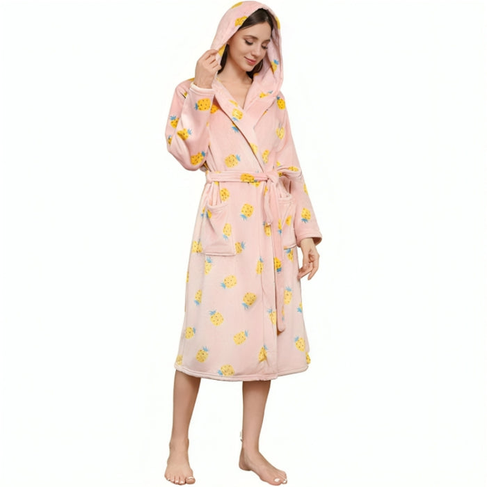 Fleece Long Hooded Bathrobe