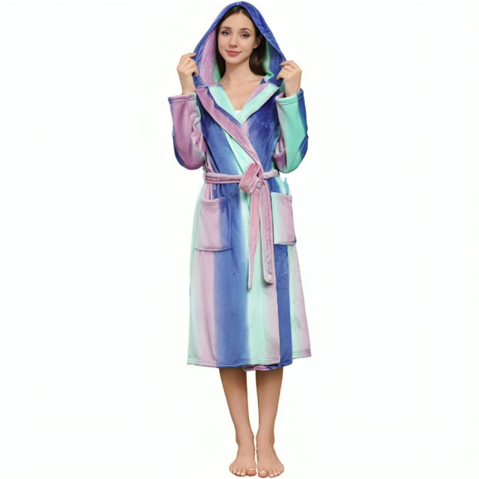 Fleece Long Hooded Bathrobe