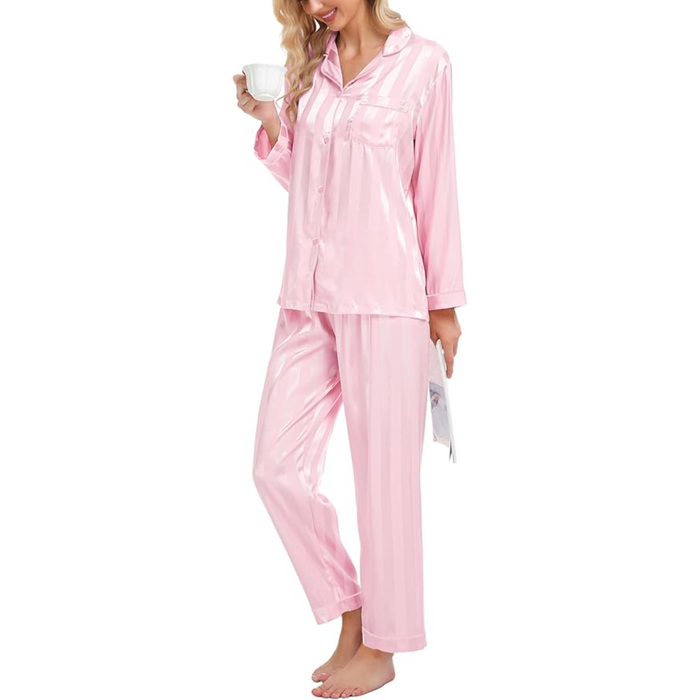 Striped Satin Matching Pajama Set