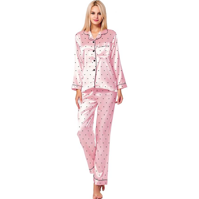 Polka Dot Satin Printed Pajama Set